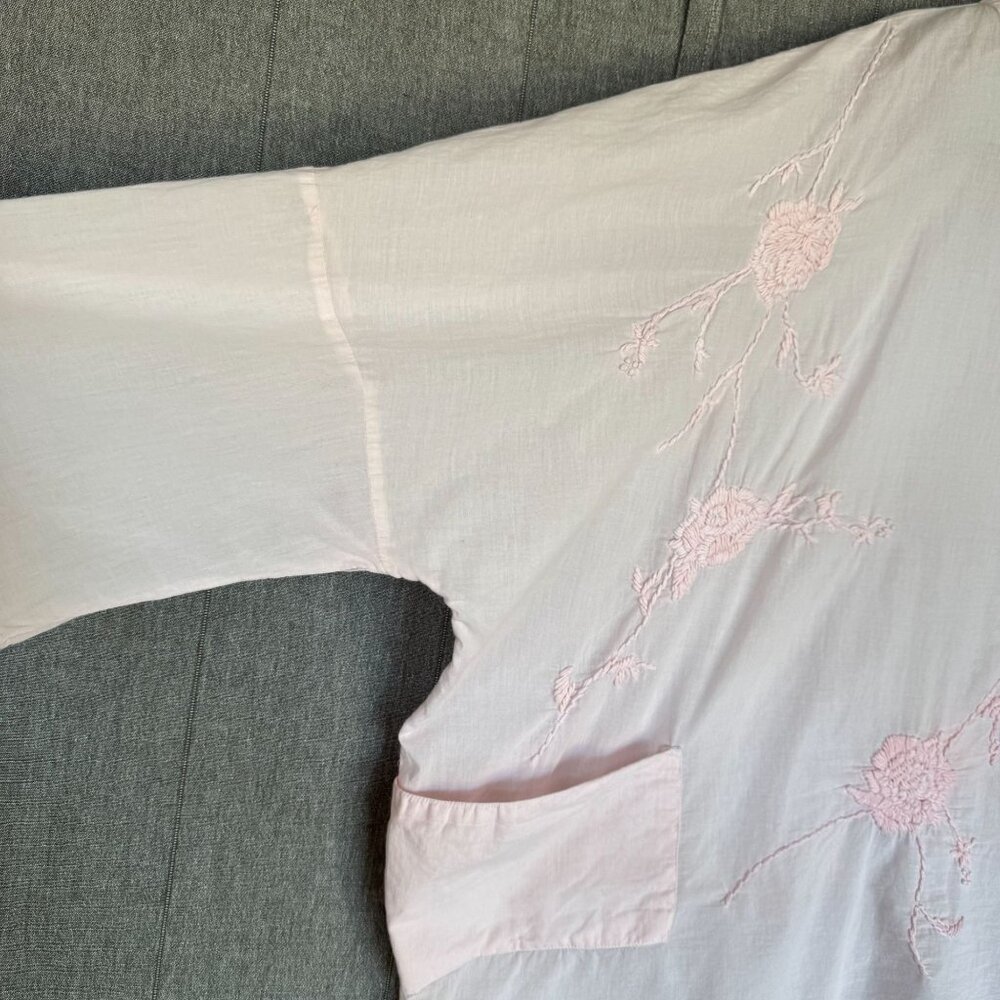 Light Pink Embroidered Cotton Tunic Top - Lily & Co. - Picture 3 of 12